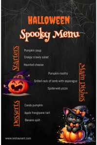 Professional Halloween Restaurant Spooky Menu Poster template