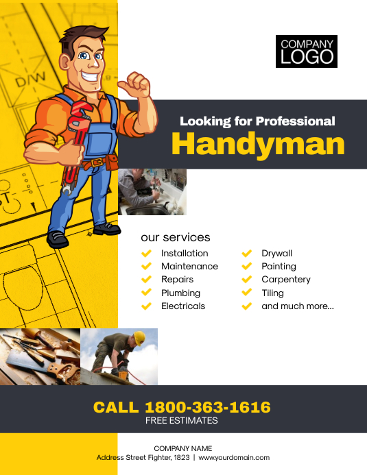 Professional Handyman Flyer Template Ulotka (US Letter)