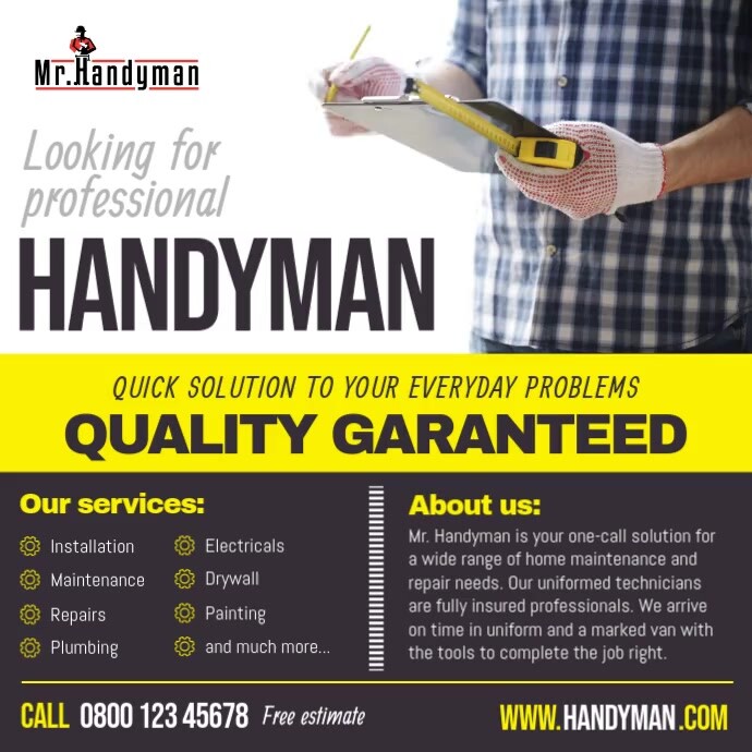 Professional Handyman Services Ad Square Vide Template PosterMyWall Professional Handyman Services Ad Square Vide Template PosterMyWall