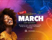 Professional Happy New Month, March Greetings, Hello March, New Month Blessings, Monthly Motivation Flyer (US-Letter) template