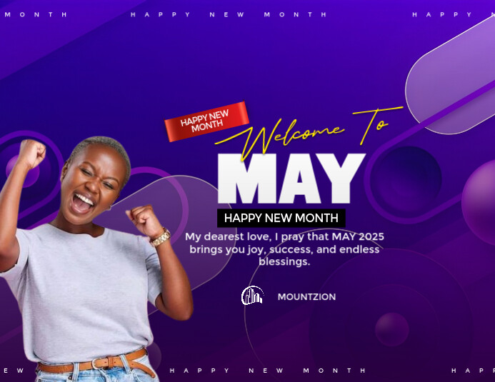Professional Happy New Month, Welcome To May, New Month Greeting Card, Inspiration And Quote, Church Flyer (US Letter) template