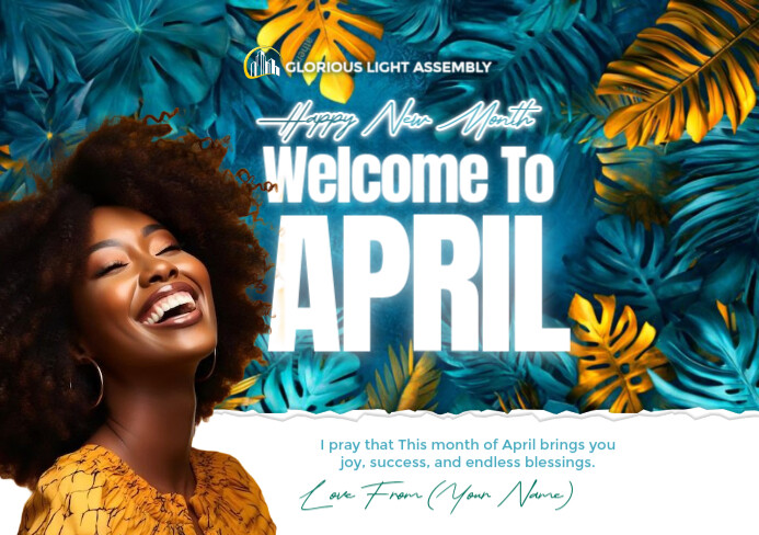 Professional Happy New Month, April Greetings, Hello April, New Month Wishes Prayer Blessings, Welco A5 template