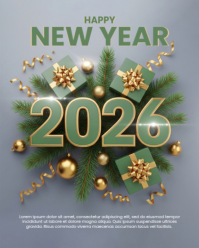 Professional Happy New Year 2026 Greeting Card for Instagram Portrait template