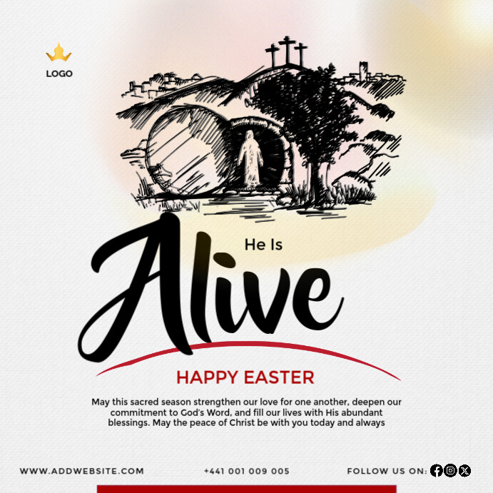 Professional He Is Alive Instagram Post Instagram-Beitrag template