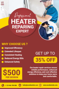 Professional Heater Repairing Services Poster template