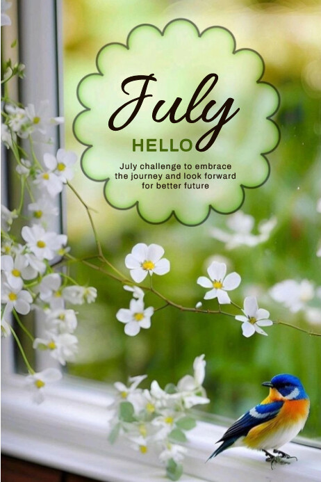 Professional Hello July Banner 4' × 6' Template | PosterMyWall