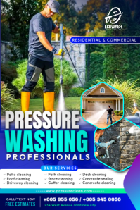 Professional High Pressure Power Washing Commercial Driveway Jet Home Cleaning Services Business Fly Plakat template