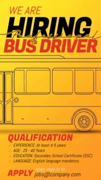Professional Hiring Bus Driver Ad Instagram Story template