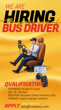 Professional Hiring Bus Driver Ad Instagram Story template