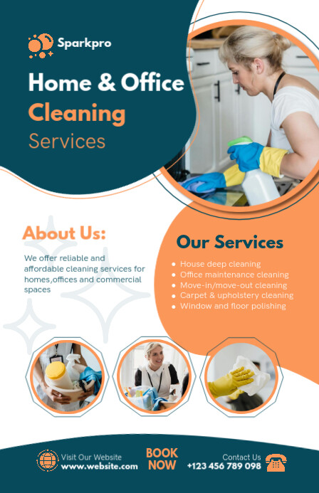 Professional Home And Office Cleaning Services Flyer Template Tabloid Poniekoerant