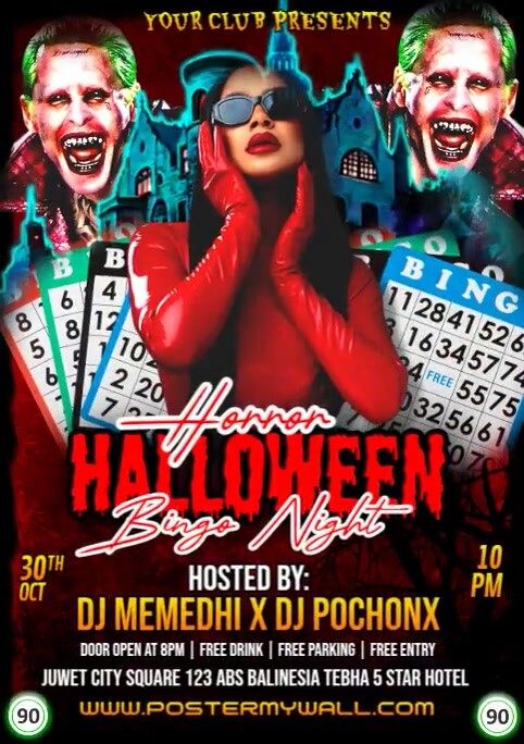 Professional Horror Bingo Night  A2 template