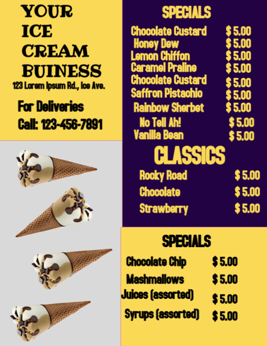 Professional Ice Cream Business Flyer (us Letter) template