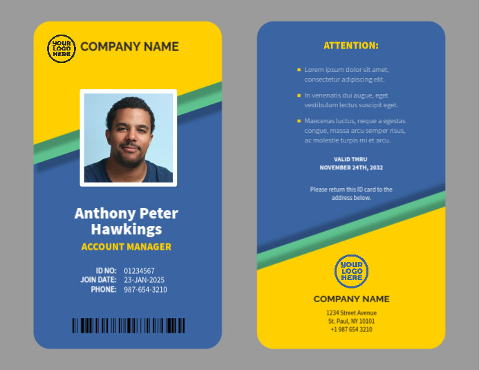 Professional ID card tag design template | PosterMyWall