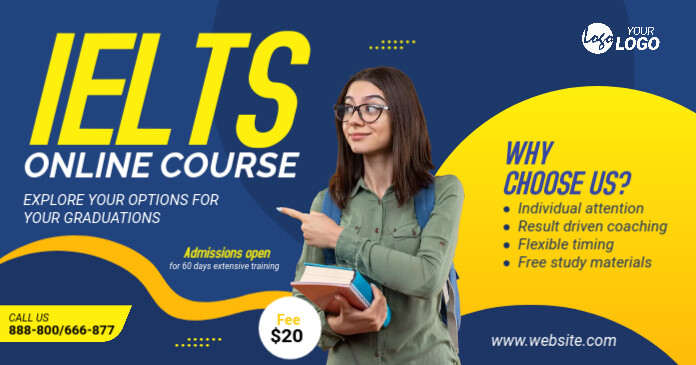 Professional Ielts Online Course Facebook Shared Image template