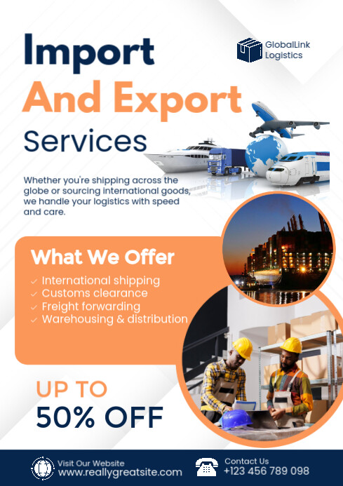 Professional Import & Export Services Promotion Template | PosterMyWall