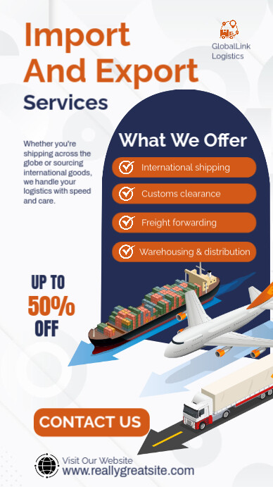 Professional Import & Export Services Promotion Template | PosterMyWall