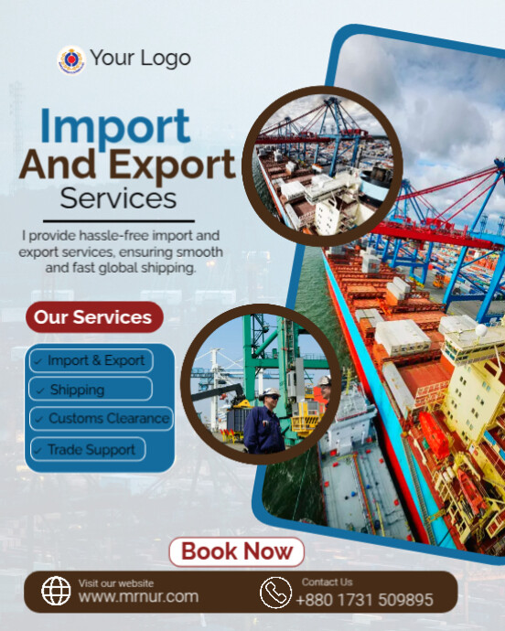 Professional Import And Export Services Instagram Portrait Template ...