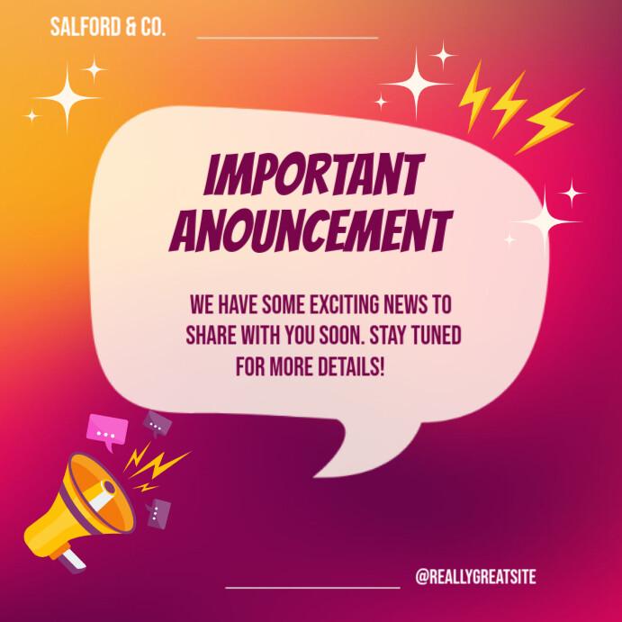 Professional Important Announcement Instagram Post Template PosterMyWall