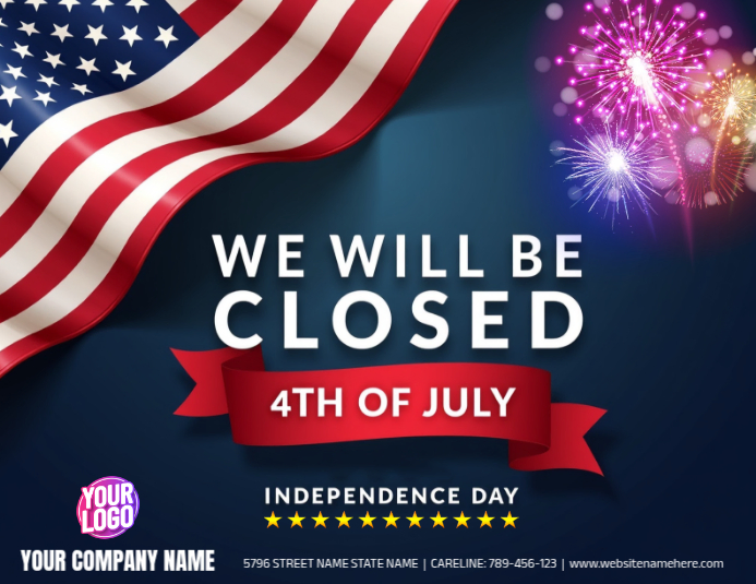Independence Day Closure Announcement Template | PosterMyWall