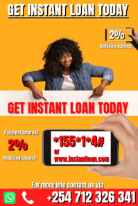 Orange Professional Instant Loan App Poster Poster Template