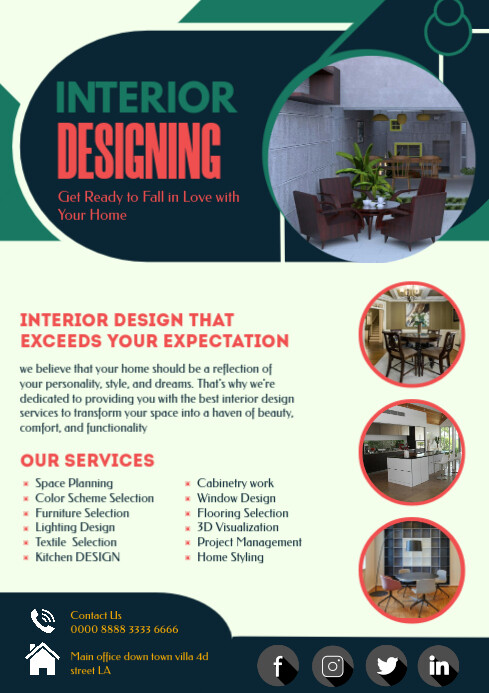 Professional Interior Designing A4 Template | PosterMyWall
