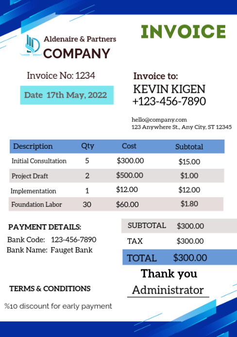 Copy of Professional Invoice A5 | PosterMyWall