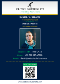 Professional IT Support Specialist ID Card A6 template