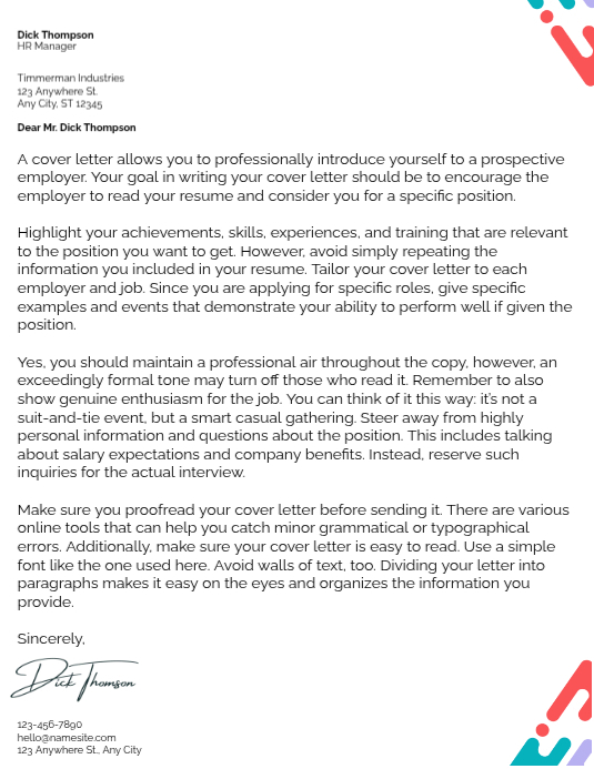 Professional Job Application Cover Letter Template | PosterMyWall