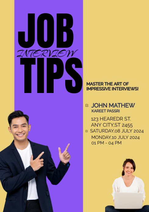 Professional Job Interview Tips Latest New 20 Template | PosterMyWall