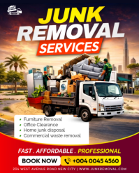 Professional Junk Removal Services trash waste rubbish disposal bulk junk hauling business social me Instagram Portrait template