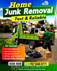 Professional Junk Removal trash waste garbage hauling Services Instagram Portrait flyer template onl