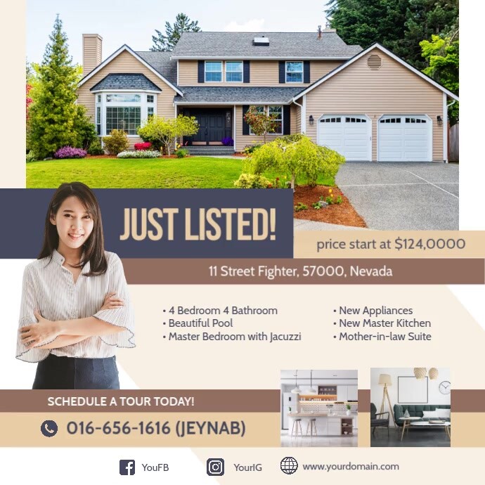 Professional Just Listed Real Estate Instagram Ad Template Instagram