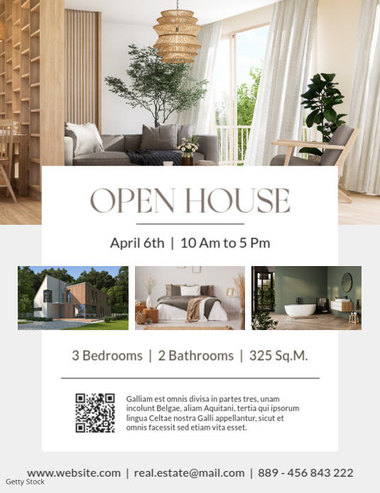 Professional Kaki White And Grey And Black Open House Advertisement 2025 2026 2027 2028 2029 2030  F Folheto (US Letter) template