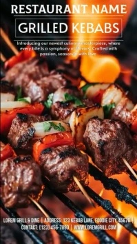 Professional Kebab On Grill Video Ad Template  Instagram Story