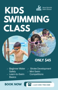 Professional  Kids Swimming Class Poster Tabloid template