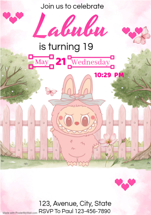 Professional Labubu Birthday A4 (1) Template | PosterMyWall
