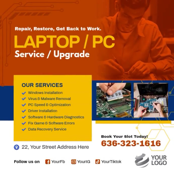 Plantilla de Professional Laptop / Pc Service Upgrade Facebook ...
