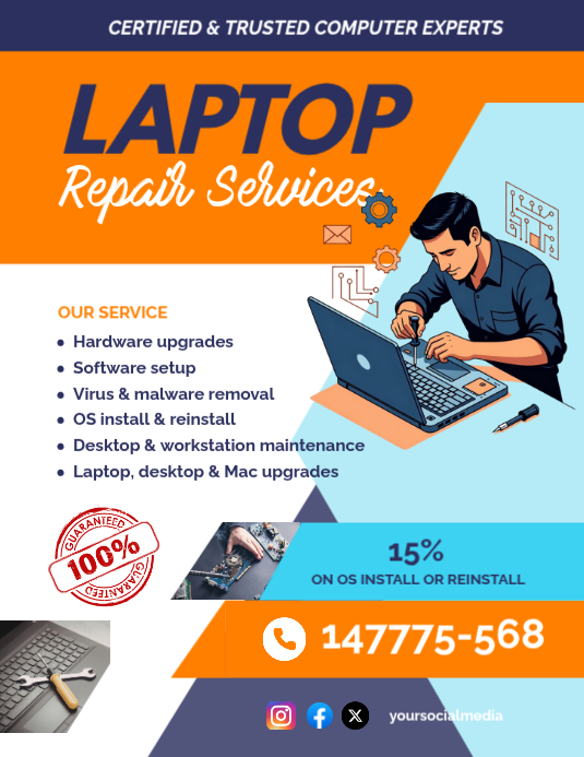 Professional Laptop Repair Services Poster Ad Flyer (us Letter ...