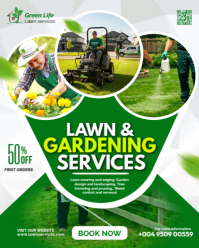 Professional Lawn Car & Gardening Landscaping Grass Cutting Mowing Yard Services Company Advert Flye Instagram Portrait template