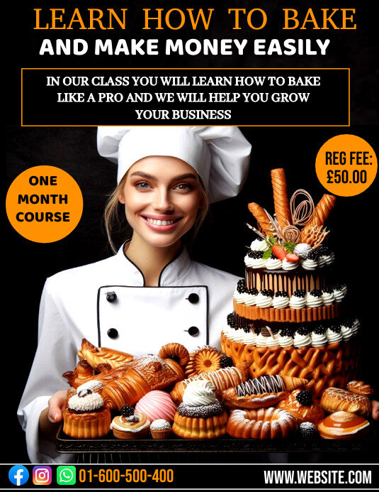 Cake Course Poster Copy of Professional Learning How To Bake Online Cour | PosterMyWall