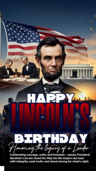 Black Lincoln's Birthday Celebration Historia de Instagram Template