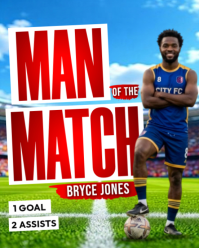 Professional Man of the Match soccer best player poster design flyer template  Instagram Post