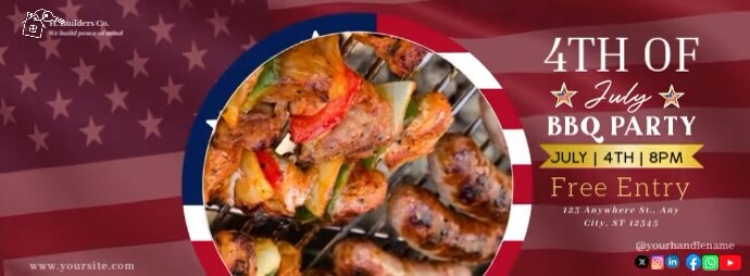 Professional Maximalist 4th Of July Barbecue Party Free Entry  Facebook Cover Photo template