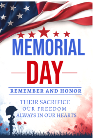 Professional Memorial Day celebration card A4 template