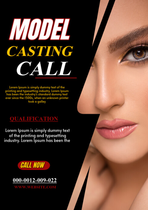 Models Calling Copy of Professional Model Call design template A1 | PosterMyWall