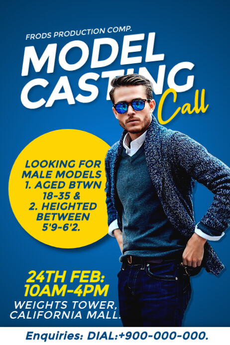Professional Model Casting Call Flyer Poster Template | PosterMyWall