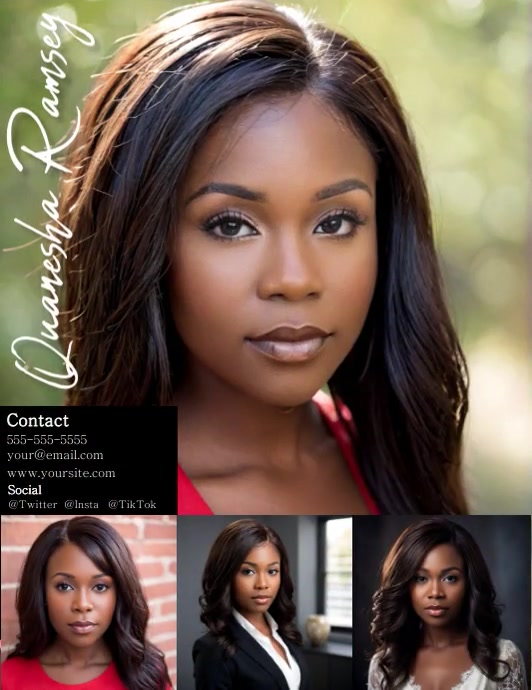 Professional Model Comp Card Template, Contac Flyer (US Letter)