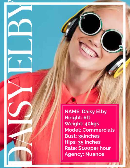 PROFESSIONAL MODEL COMP CARD TEMPLATE | PosterMyWall