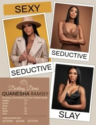 Professional Model Comp Card Template. Composition Card. Ig Model Template Flyer (us Letter)
