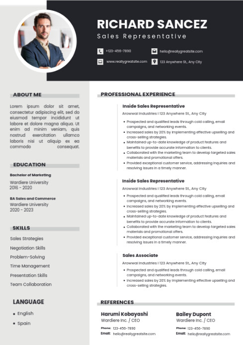 Professional Modern CV Resume A4 template